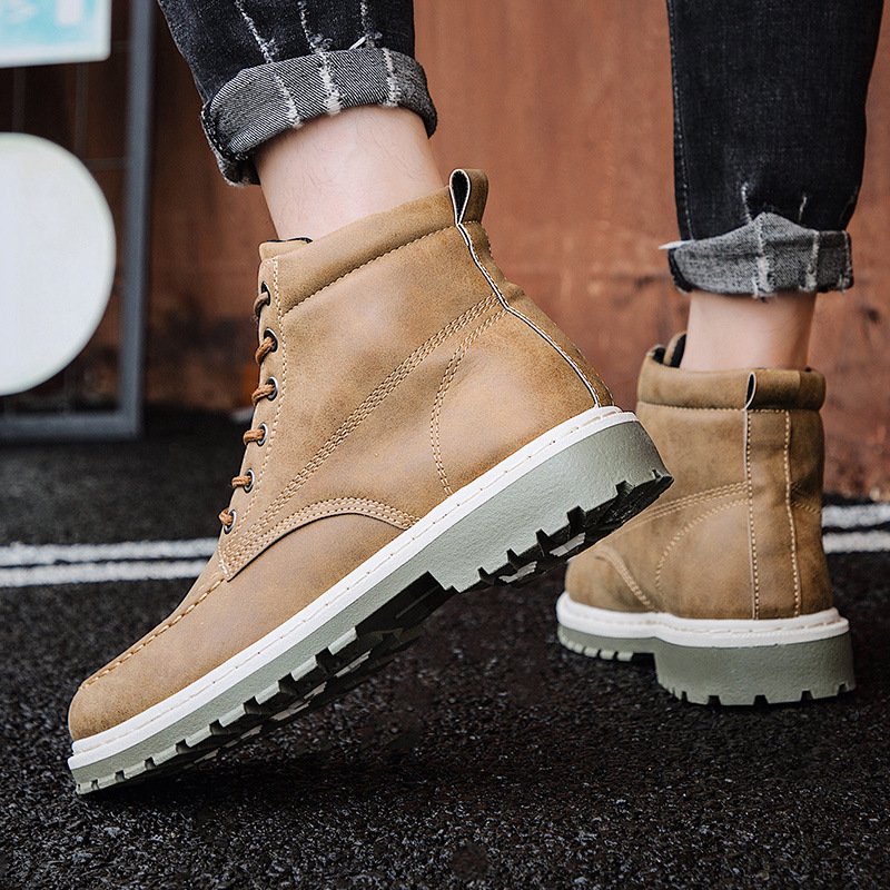 autumn new men's Martin boots trend high-top men's boots locomotive British men's shoes leather tooling boots students - Image 3