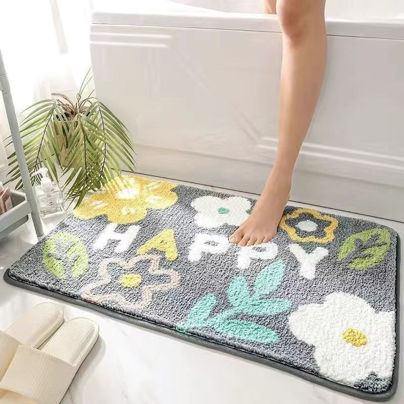 Bathroom Non-slip Decorative Cashmere-like Carpet Bathroom Absorbent Stain-resistant Floor Mat - Image 2