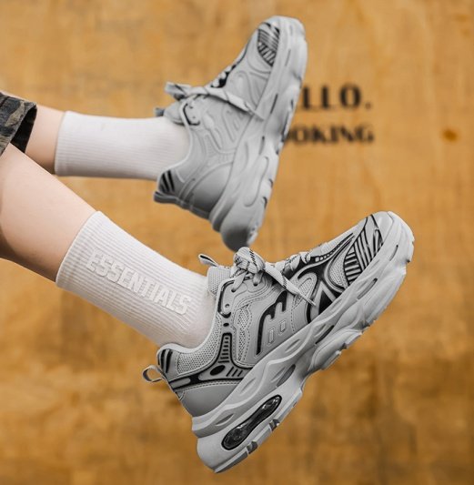 New Spring Men Breathable Mesh Dad Shoes, Trendy All-match Platform Anti-slip Casual Running Sports Sneakers - Image 2