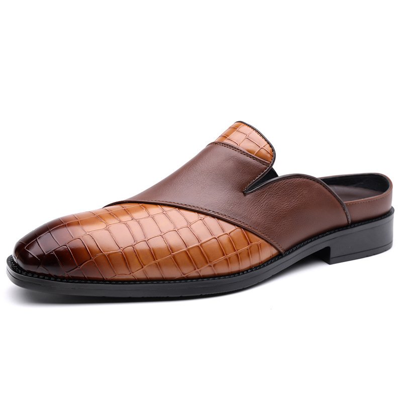 Mens Pointed-toe Leather Half-slippers Without A Heel For Outdoor Wear - Image 7