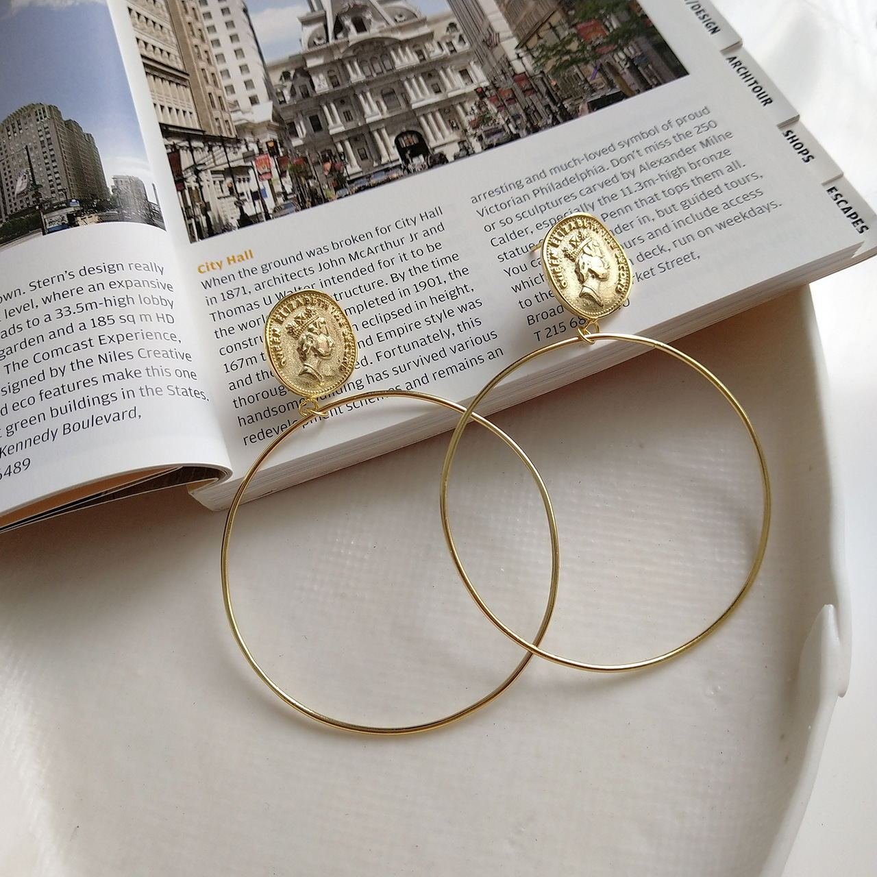 925 Sterling Silver INS Style Queen's Big Circle earings - Image 4