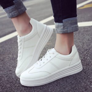 New Spring Thick White Shoes Casual Shoes Female Korean Female Leather Shoes Solid Platform Shoes
