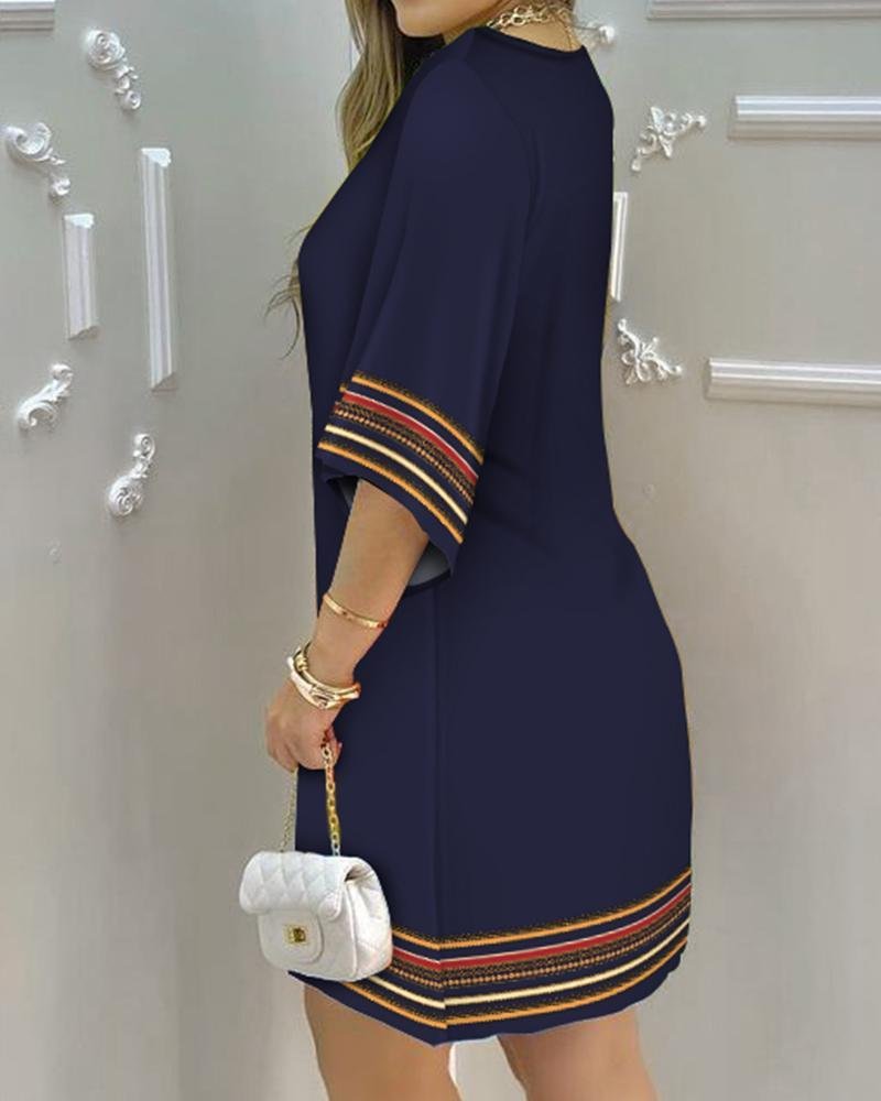 Round Neck Printed Dress For Women - Image 4