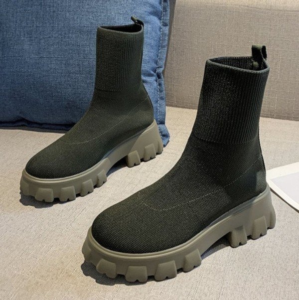 Women Sock Boots Platform Chunky Heels Shoes - Image 5
