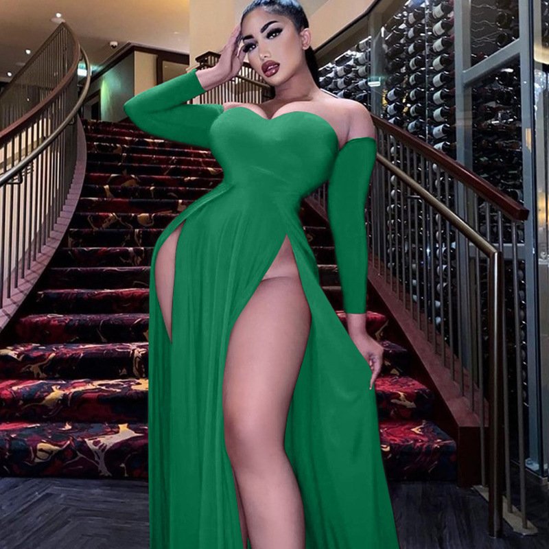 European And American Women's Sexy Split-end Mopping Evening Dress - Image 2