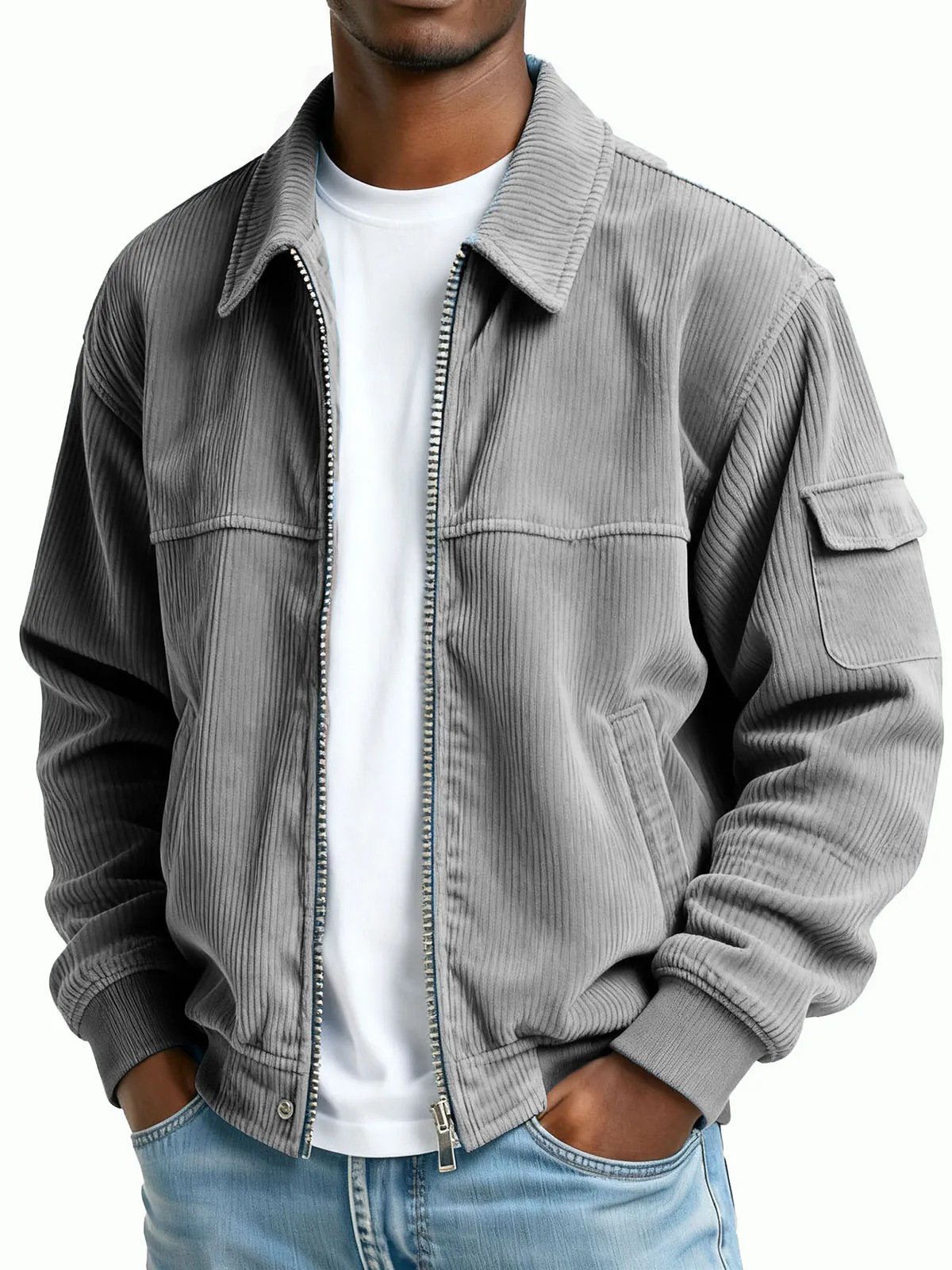 New Men's Retro Corduroy Fashion Casual Long Sleeve Pocket Jacket Men - Image 7
