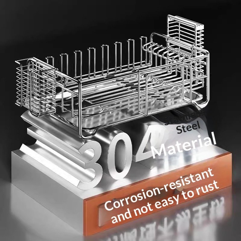 304 Stainless Steel Bowl And Dish Drain Rack Kitchen Shelf - Image 5