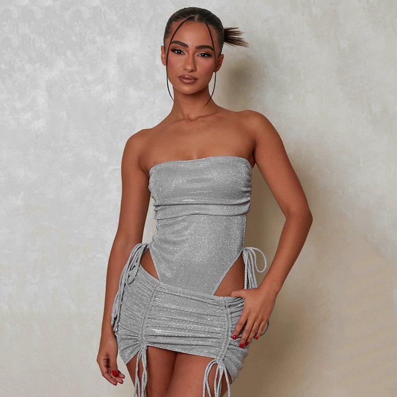 Spring Fashion Hip Skirt Popular Two-piece Set Drawstring Lace Suit Slim Fit Skirt - Image 6