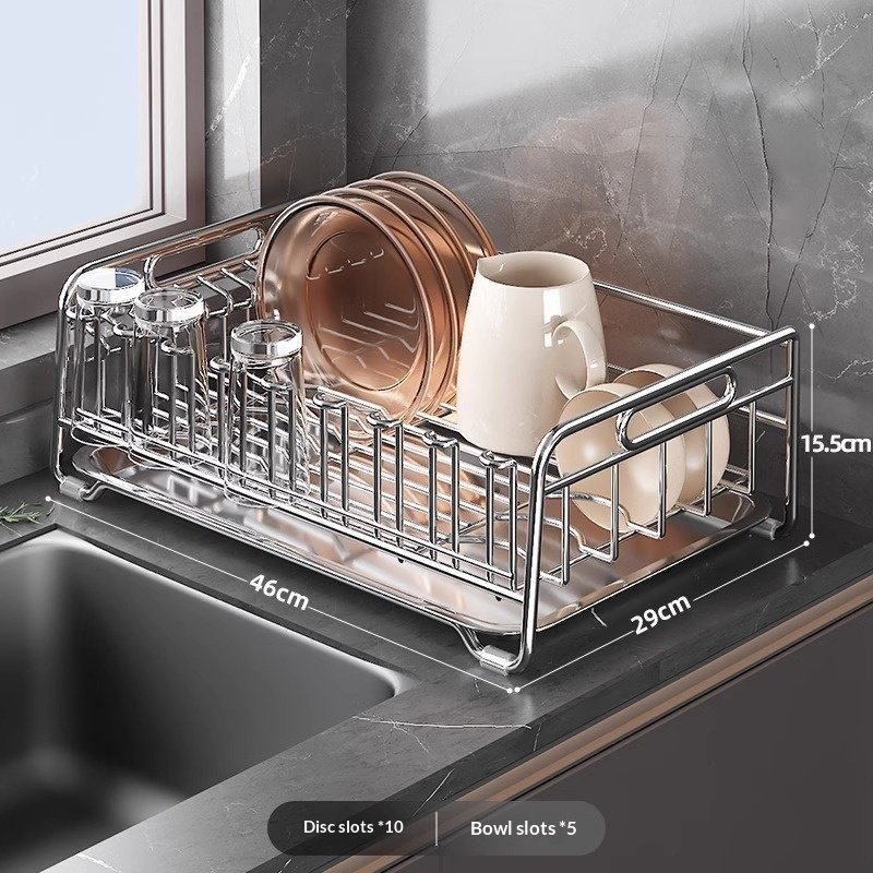 304 Stainless Steel Bowl And Dish Drain Rack Kitchen Shelf - Image 4