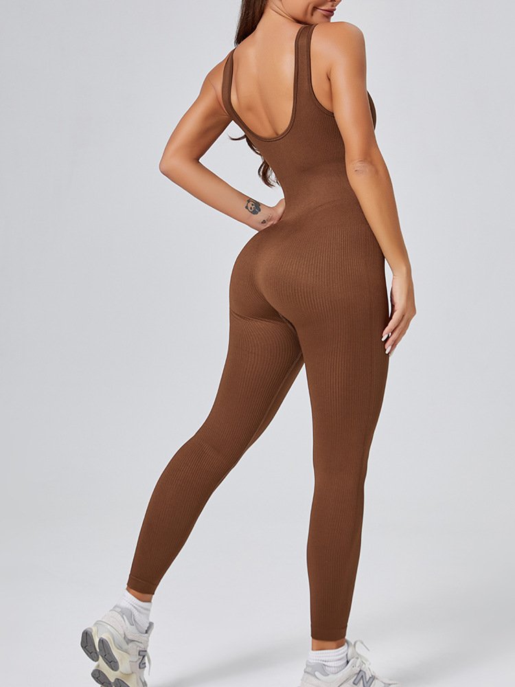 Threaded-knit Tummy-control Butt-lifting Form-fitting Breathable U-neck Bodysuit - Image 10