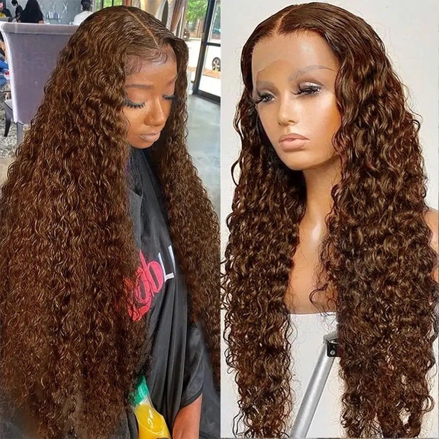 European And American Wig African Small Curls 13x4 Lace Front Middle Part Long Curls - Image 3