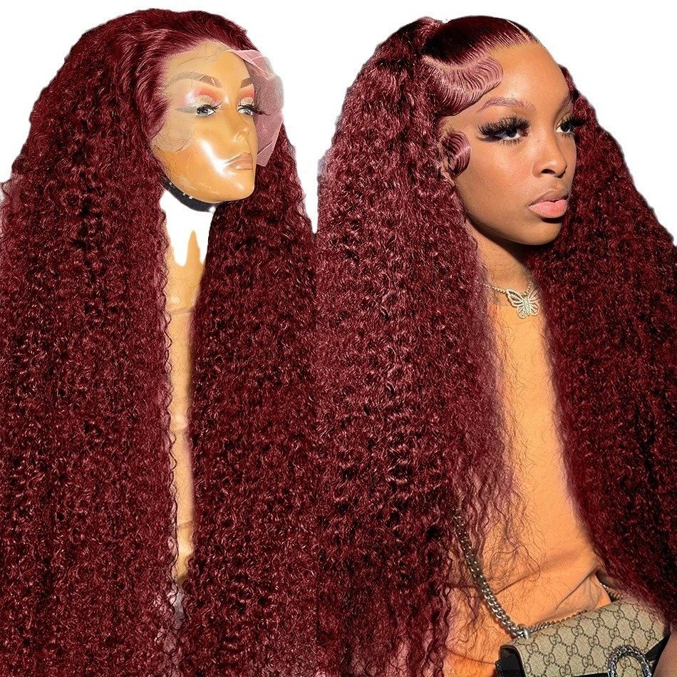 European And American Wig African Small Curls 13x4 Lace Front Middle Part Long Curls - Image 9