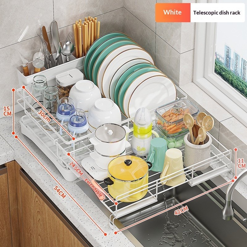 Single-Tier Telescopic Dish Rack - Image 2