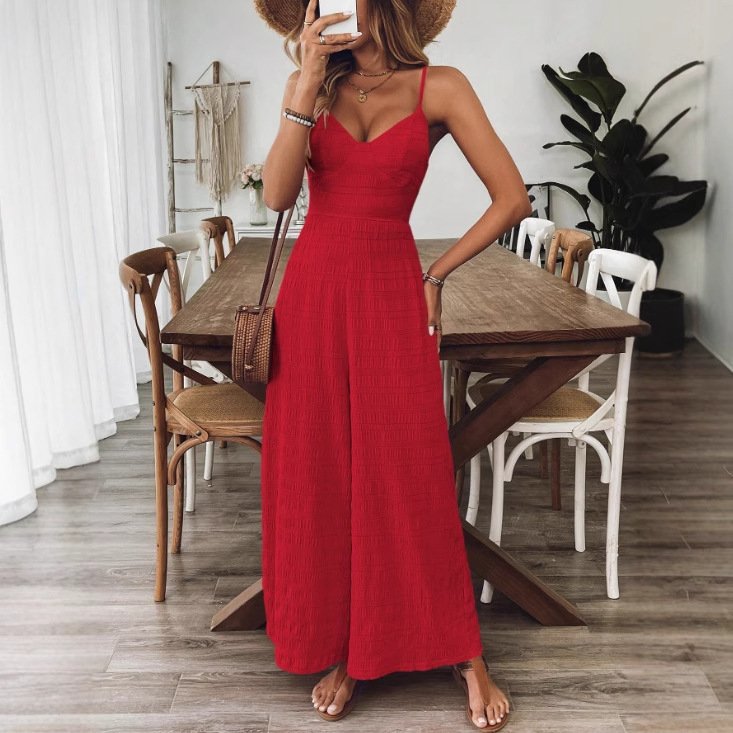 Fashionable Casual Jumpsuit With Shoulder Straps And A Bow Detail On The Back - Image 6