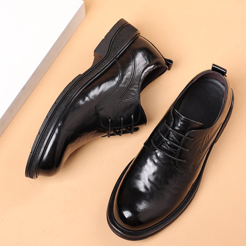 Leather Shoes For Men Genuine Leather Casual Business Formal Breathable With Thick Soles - Image 2