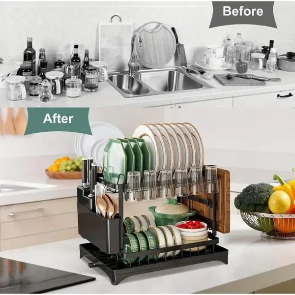 Kitchen Dish Drying Rack Large Capacity With Drain Board - Image 6