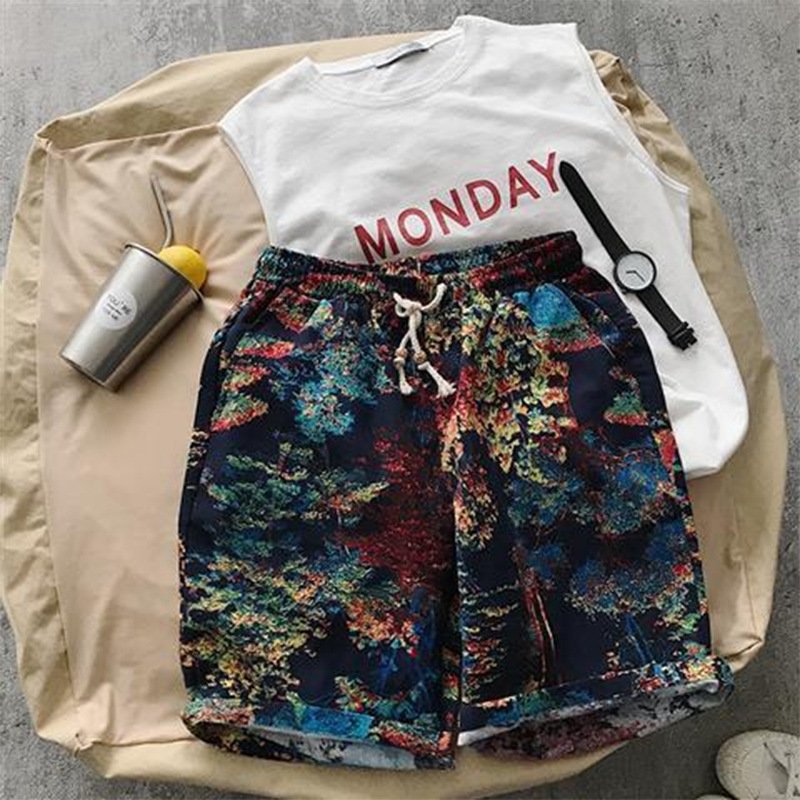 Linen printed five-minute shorts - Image 8