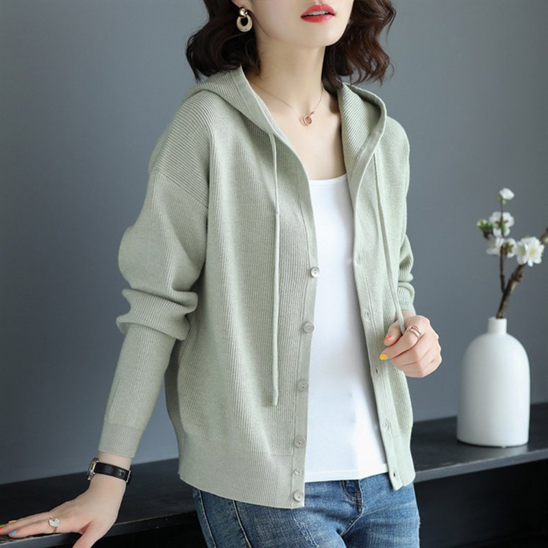 Hooded Sweater Coat Women Long Sleeve Single-breasted Sweaters Clothes - Image 6