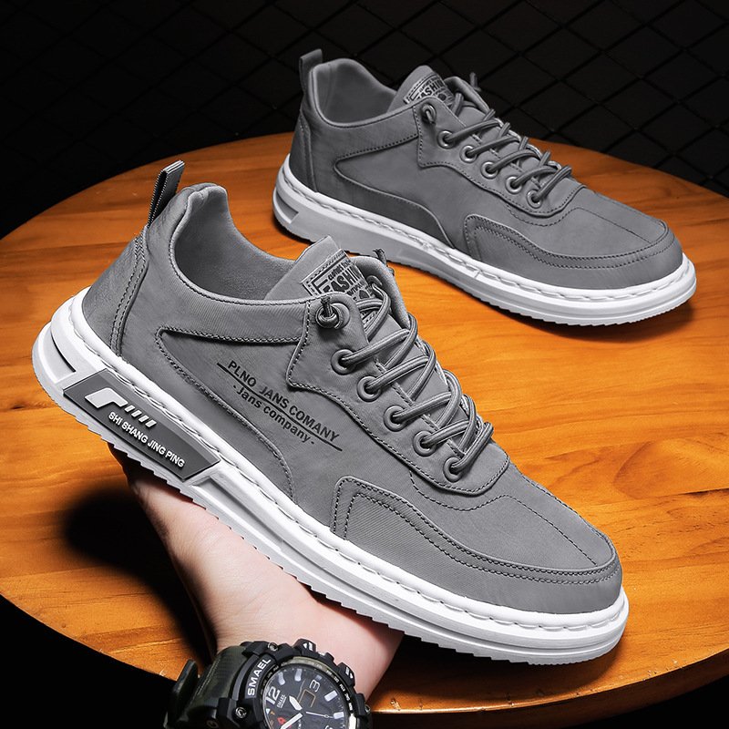 Men Sneakers Lace-up Letter Print Platform Canvas Shoes Sports - Image 4