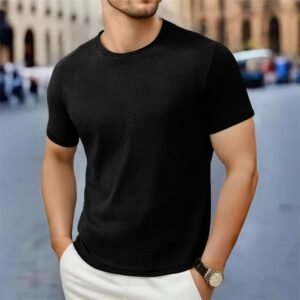 Men's Casual Short Sleeve T-shirt 2025 New Bone Flower Solid