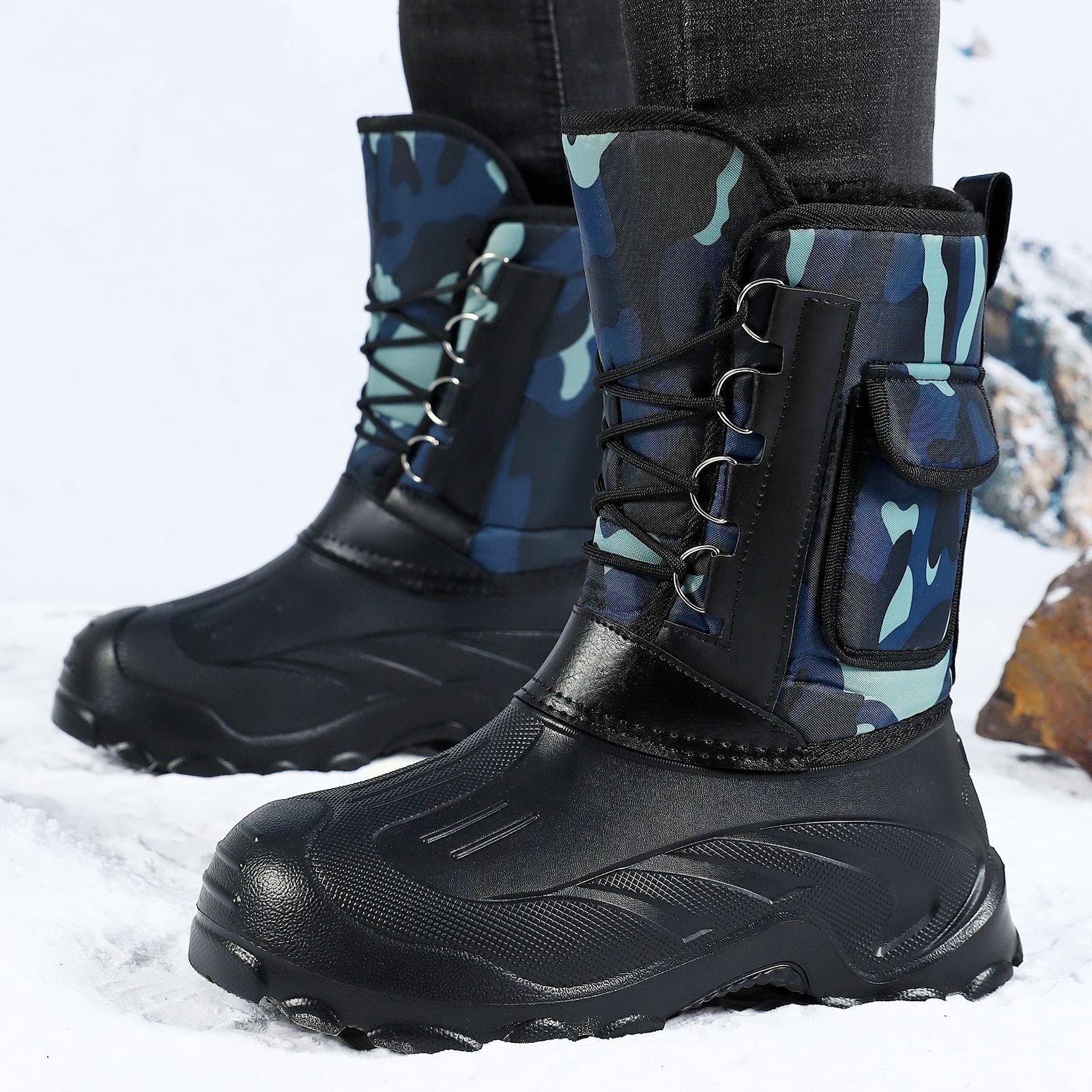 Men's Winter Fleece-Lined Thickened High-Top Snow Boots - Image 7