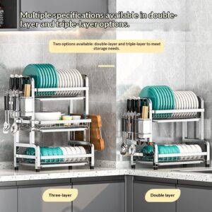 Stainless Steel Multi-Tier Kitchen Dish Rack