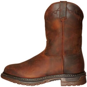 Mens Motorcycle Boots With Round Toes Comfortable Low Square Heels And Elastic Cuffs