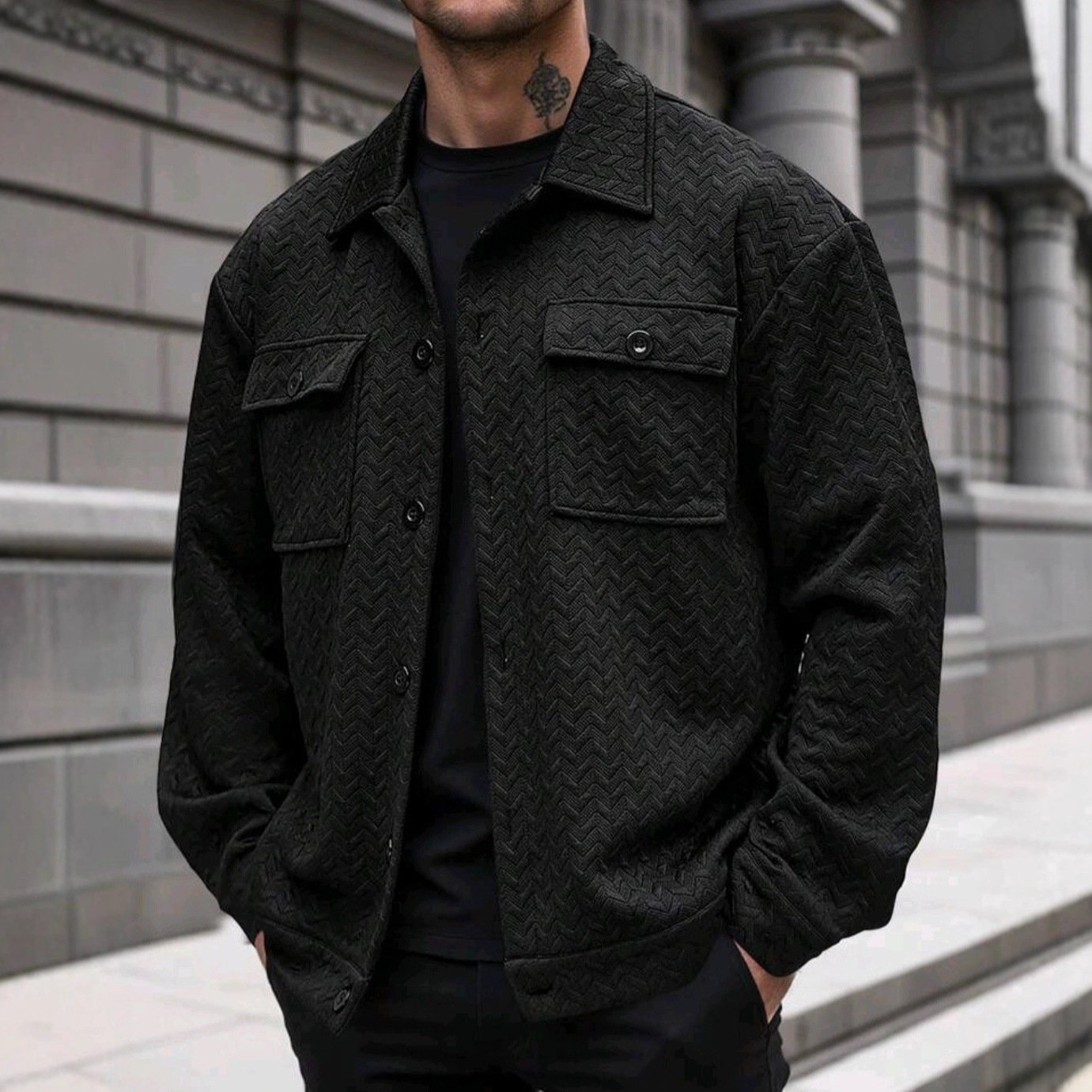 Men's Casual Jacquard Large-pocket Jacket - Image 4