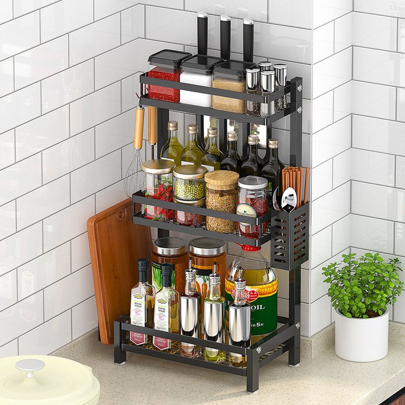 Stainless Steel Kitchen Rack Thickened Seasoning Rack Multi Layer Kitchen Seasoning Storage Rack - Image 2