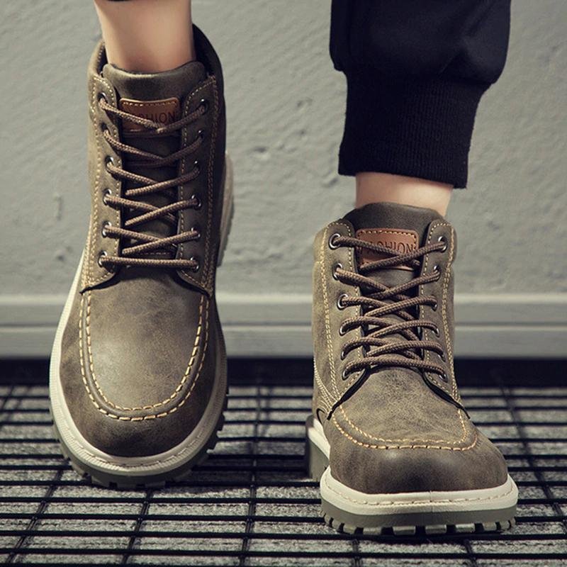 autumn new men's Martin boots trend high-top men's boots locomotive British men's shoes leather tooling boots students - Image 6