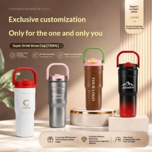 Outdoor Portable Large-Capacity Straw Cup Stainless Steel Mug