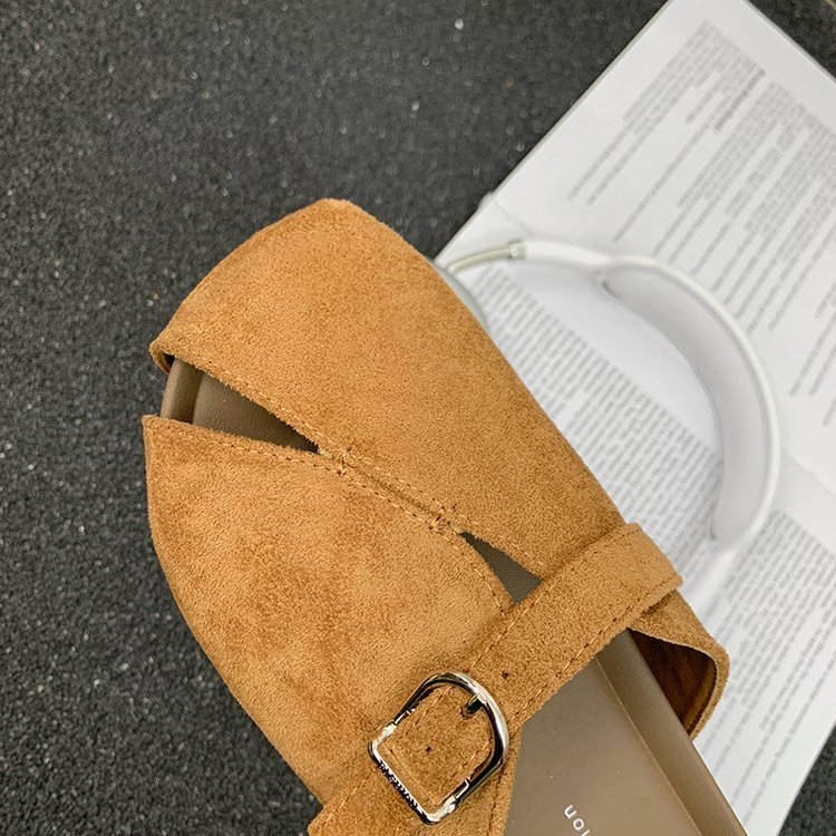 Women Textured Retro Round Toe Closed Toe Mules, Summer Slip On Flat Mule Shoes, Versatile Outdoor Wear Women Slide Sandals - Image 4