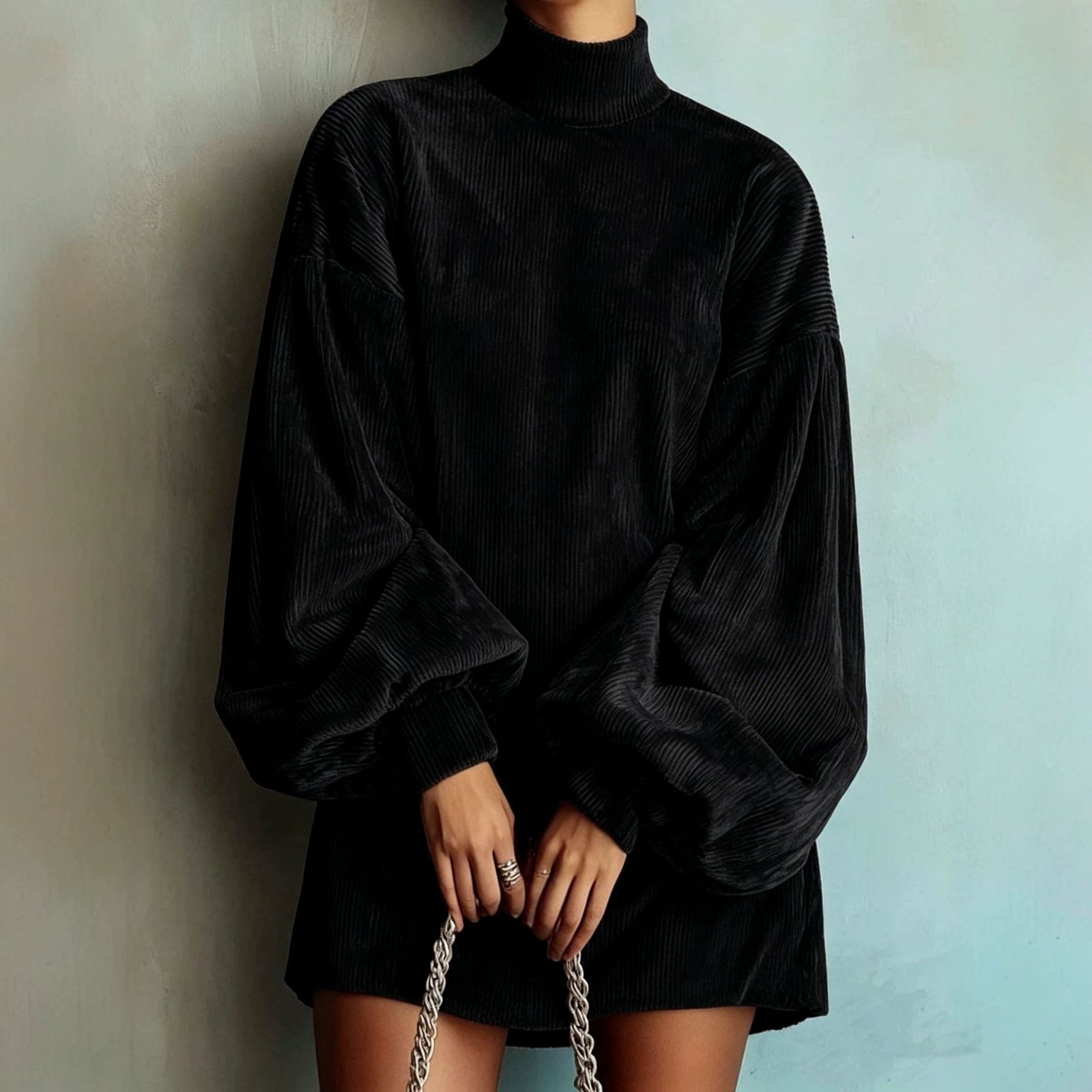 Loose-fitting Long-sleeve Dress With Puff Sleeves - Image 9