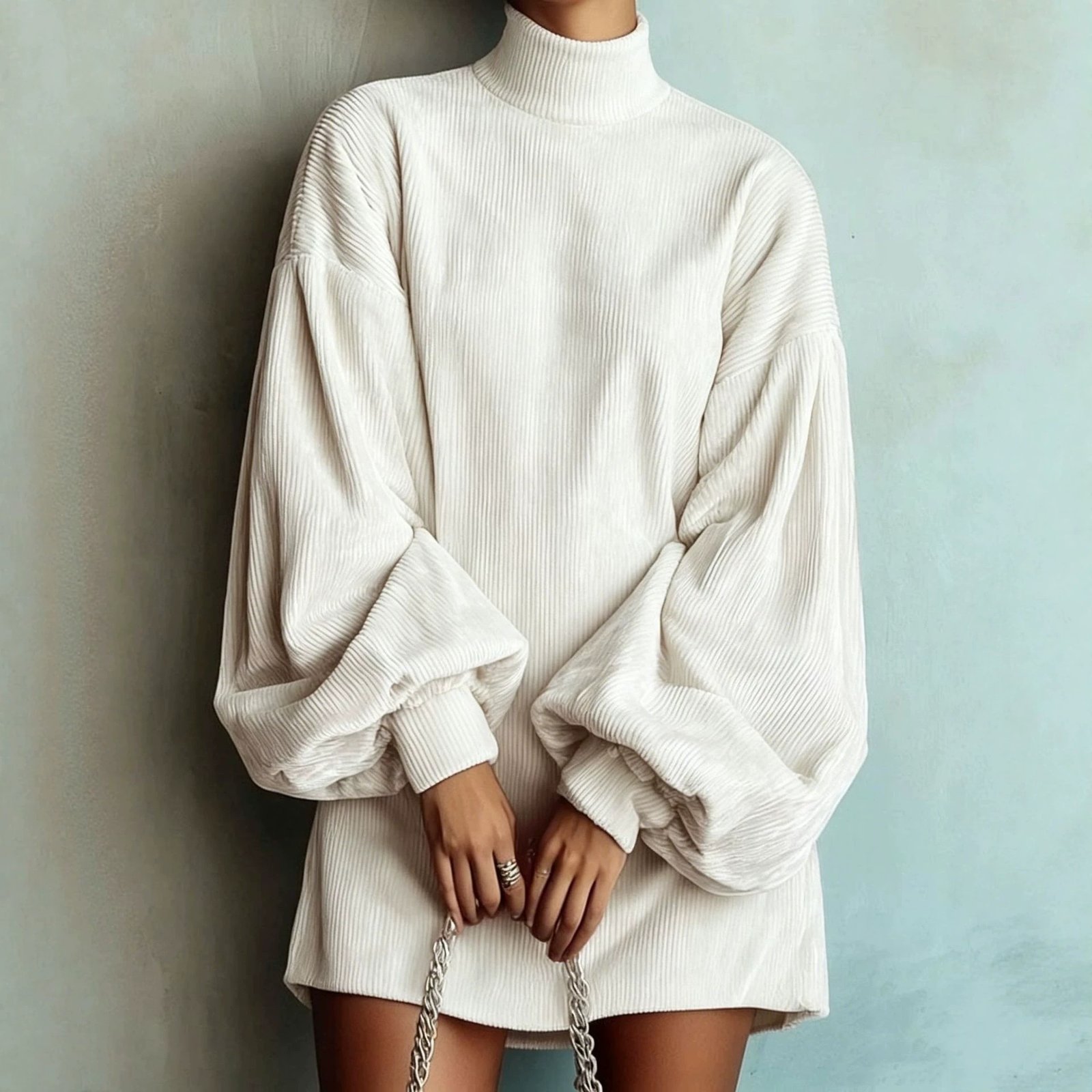 Loose-fitting Long-sleeve Dress With Puff Sleeves - Image 2