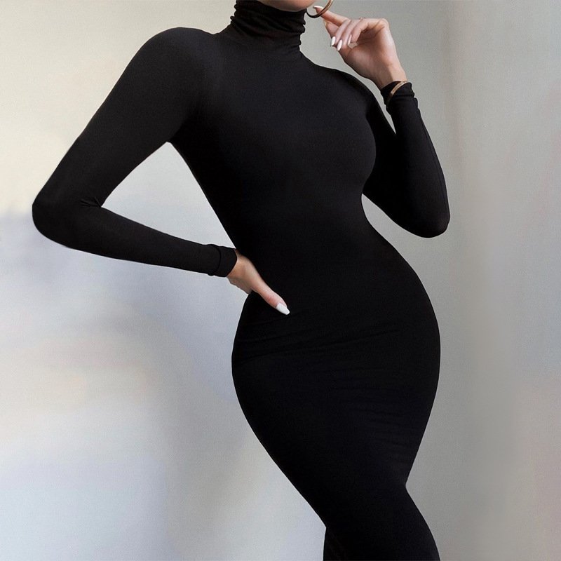 Autumn And Winter Solid Color Tight Long Sleeve Fleece-lined Yoga Jumpsuit - Image 2