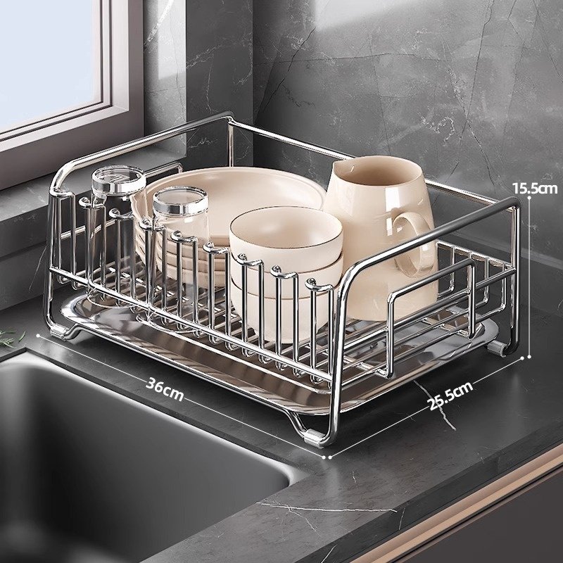 304 Stainless Steel Bowl And Dish Drain Rack Kitchen Shelf - Image 2