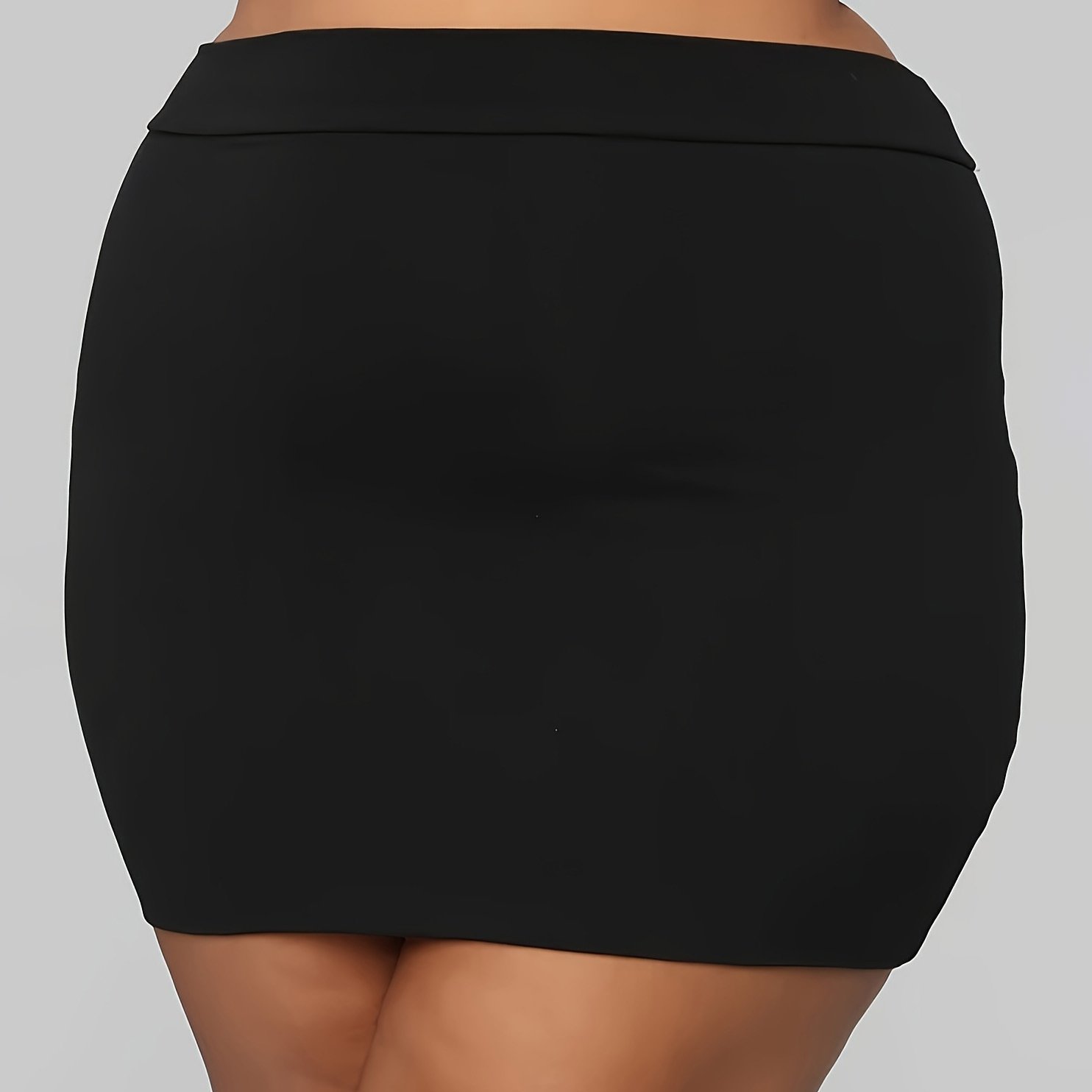 Female Tight Black Plus Size Half Length Skirt - Image 5