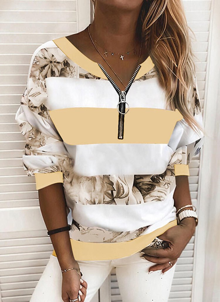 Striped Print Loose Sweatshirt Women - Image 7