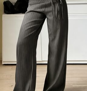 Casual Striped High-waisted Loose Wide-leg Pants For Women, A Relaxed Style That Makes Them Look Slimmer, Straight-leg Trousers.