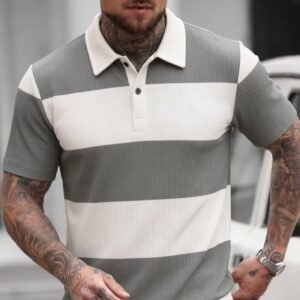 Men's Ribbed Contrast-striped Top