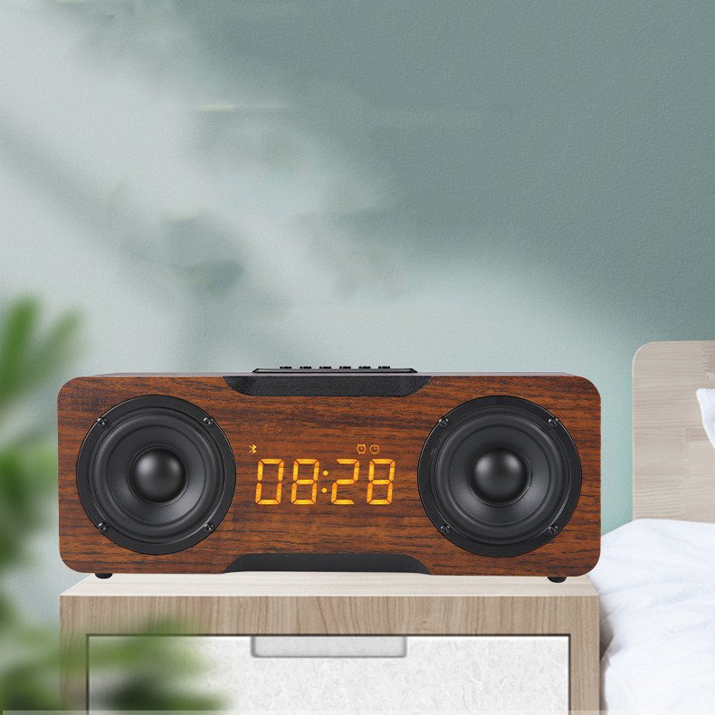 Wooden Clock Bluetooth Speaker, Support U Disk TF Card Function, Home Desktop Speaker - Image 3