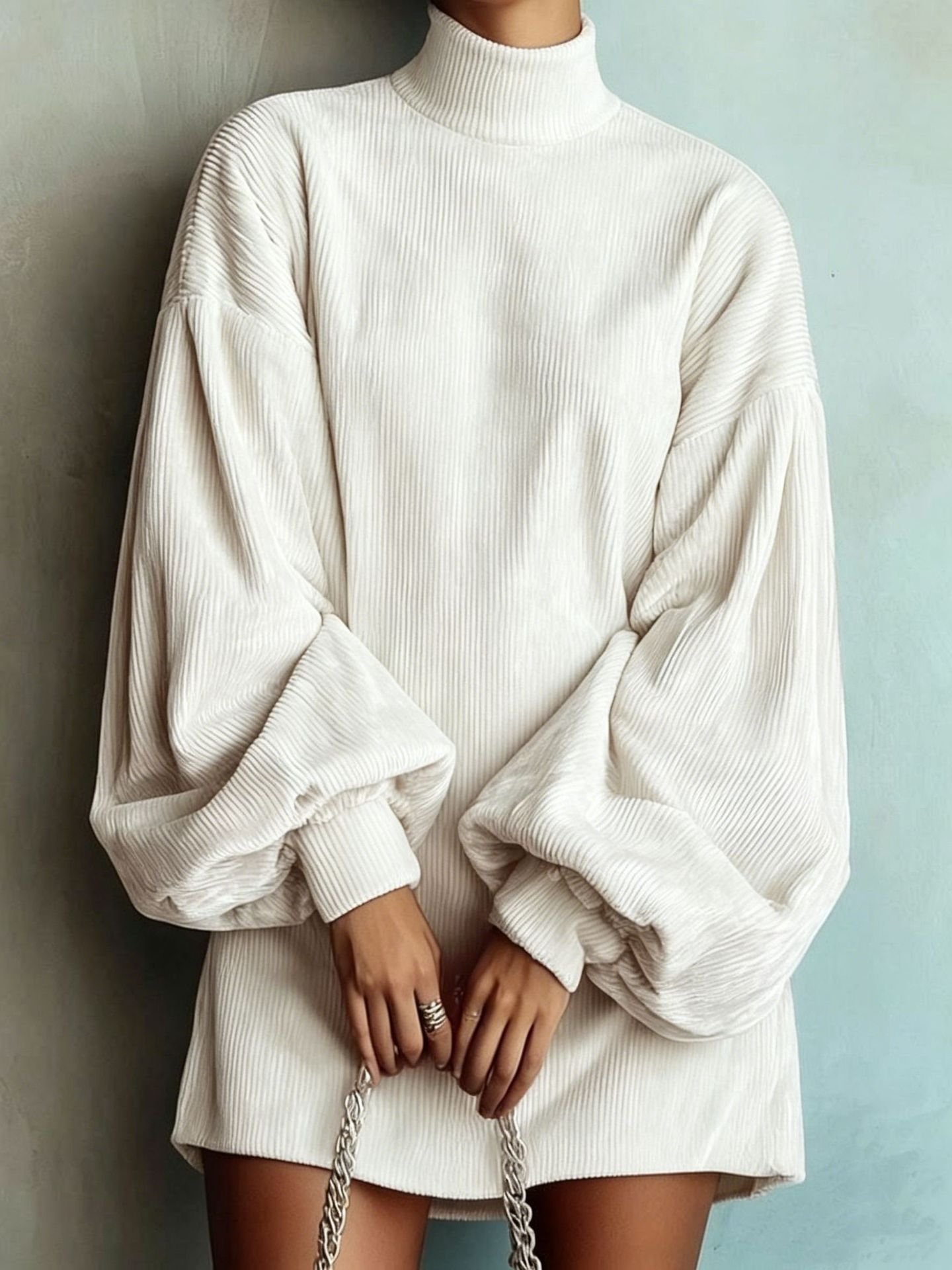 Loose-fitting Long-sleeve Dress With Puff Sleeves - Image 10