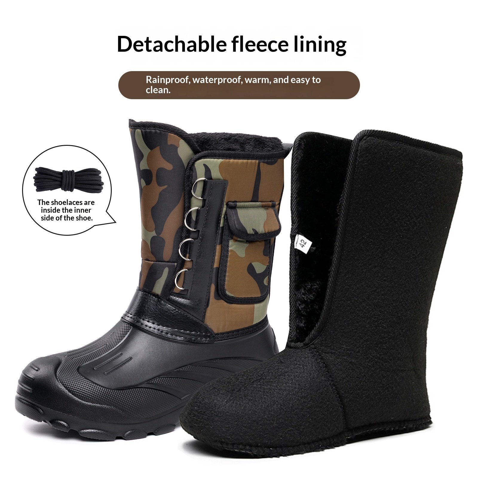 Men's Winter Fleece-Lined Thickened High-Top Snow Boots - Image 4