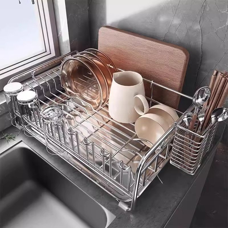 304 Stainless Steel Bowl And Dish Drain Rack Kitchen Shelf