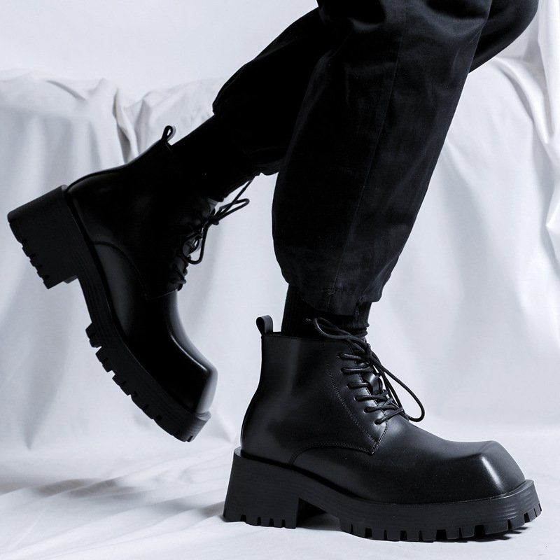 Men's British-style Thick-Soled Formal Shoes Rhino-Horn Derby Style - Image 4