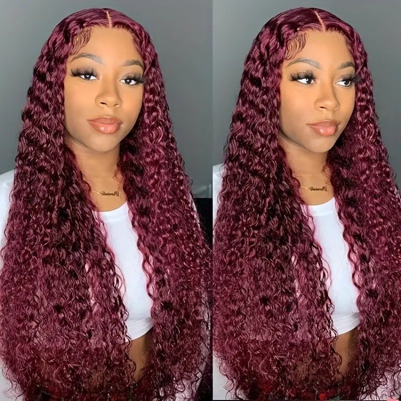 Fashion Wine Red Wig Front Lace Small Roll Wound Tube Afro Synthetic Wigs - Image 2