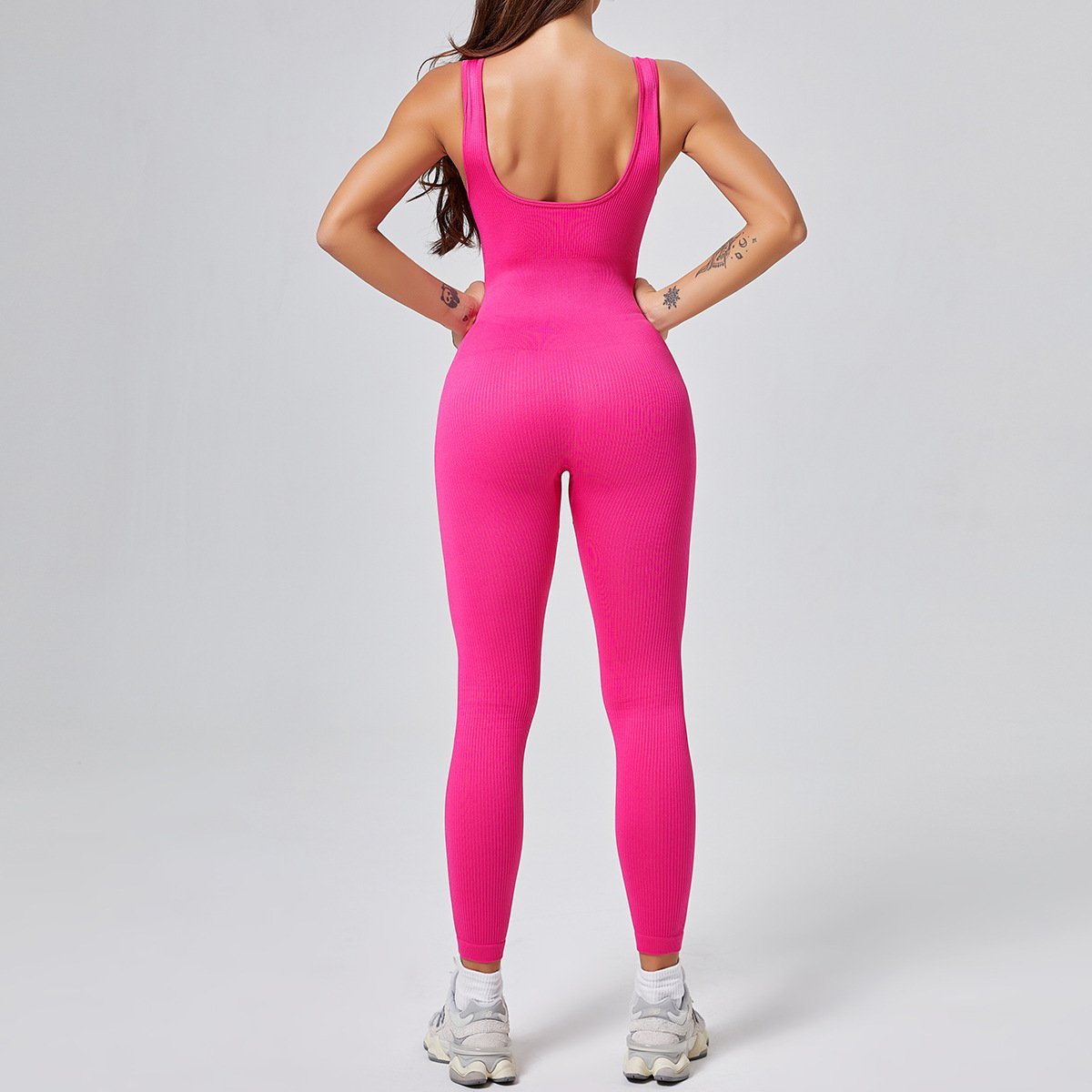 Threaded-knit Tummy-control Butt-lifting Form-fitting Breathable U-neck Bodysuit - Image 6