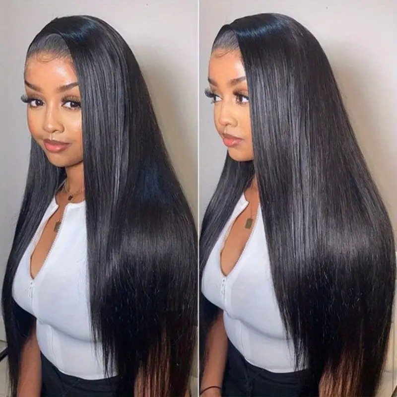 European And American Mid-length Long Straight Front Lace Wig - Image 9