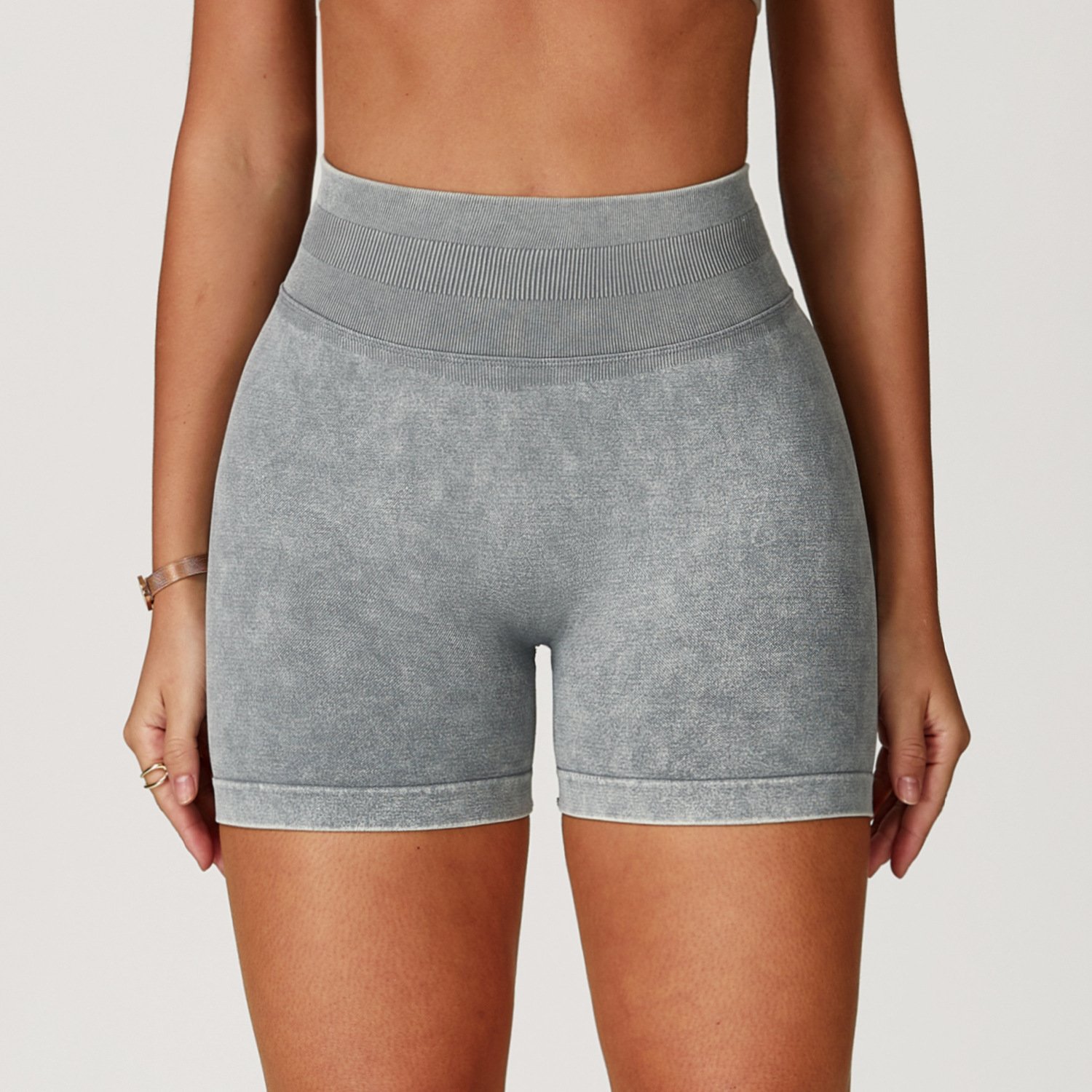 Seamless Stone Washed Yoga Shorts High Waist Hip Lift Shorts - Image 3
