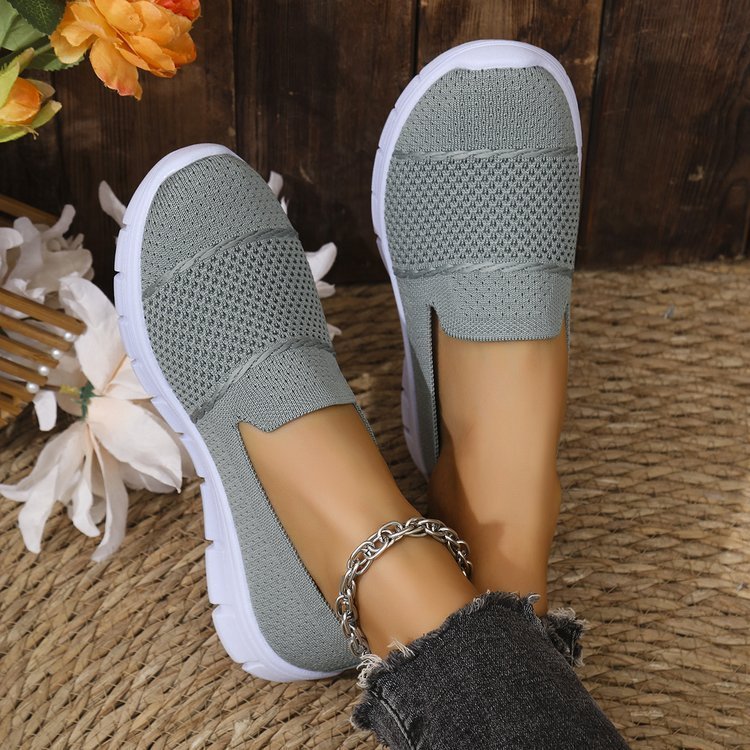 Mesh Breathable Flat Solid Color Casual Shoes For Women - Image 2